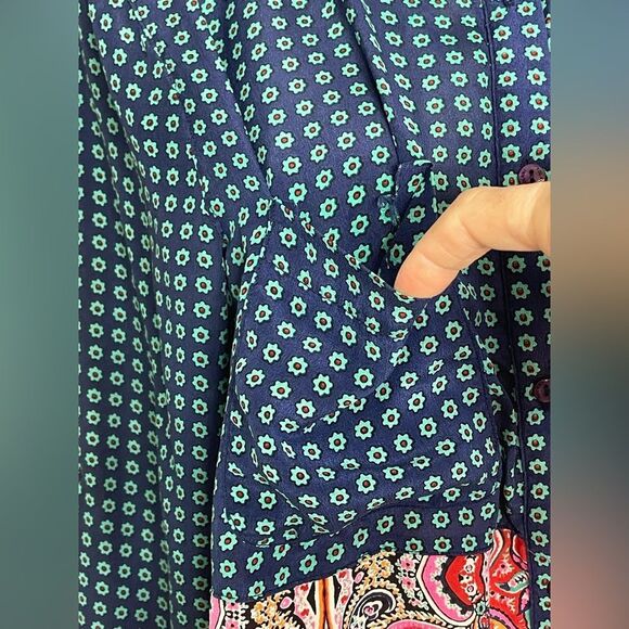 Tolani Button Down Silk Shirt Paisley M - Picture 4 of 7